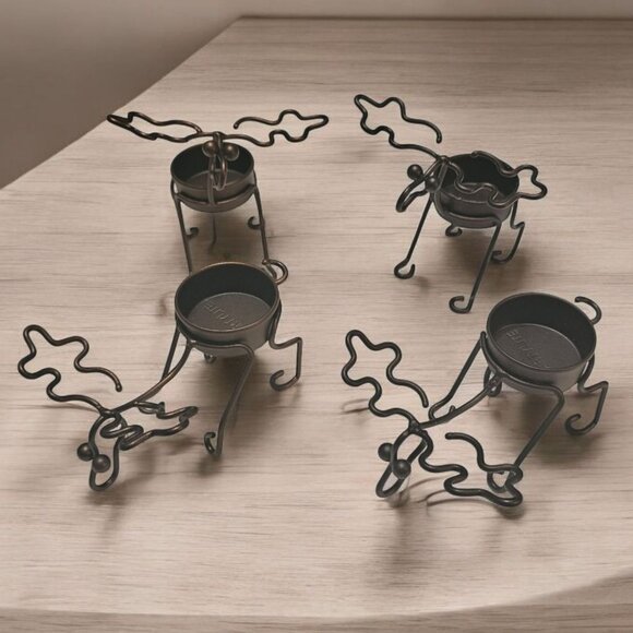 4 PartyLite Woodland Creatures Metal Reindeer / Moose Tealight Candle Holders - Picture 1 of 12
